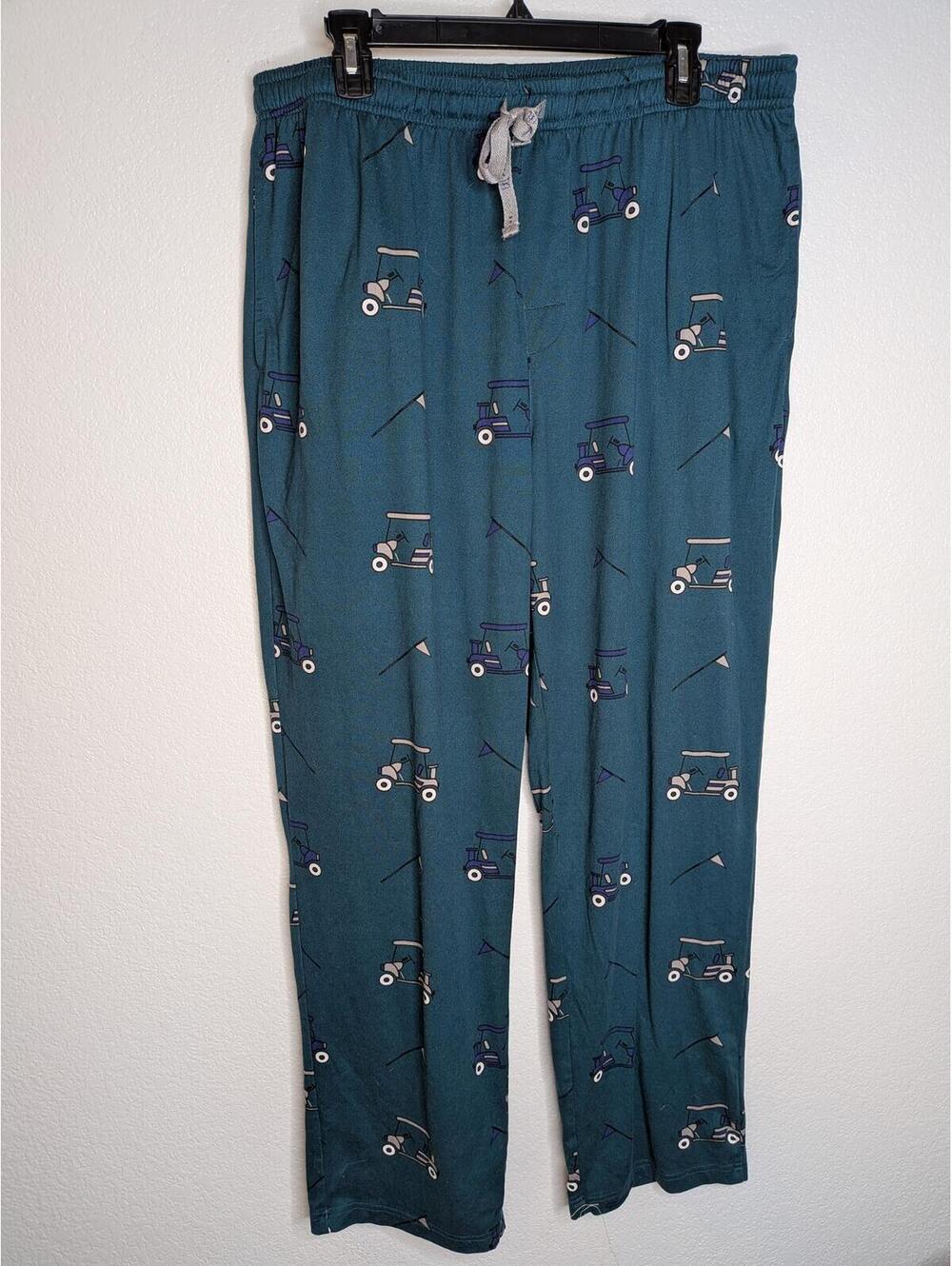 PGA Tour Golf Cart Print Lounge Pajama Pants Teal Blue XL